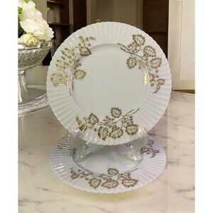 Lenox Nocturne T416 Salad Plates Elegant Gold Leaf Motif Set Of 2